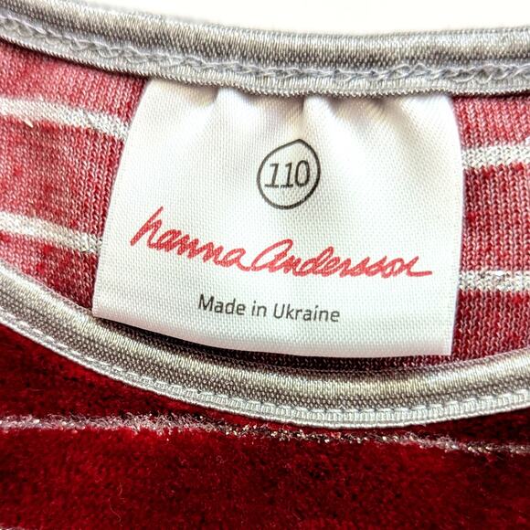 🎄 Hanna Andersson Girls' Striped Red Lurex Velour Holiday Dress – Sz 110 cm (5) - Picture 7 of 8